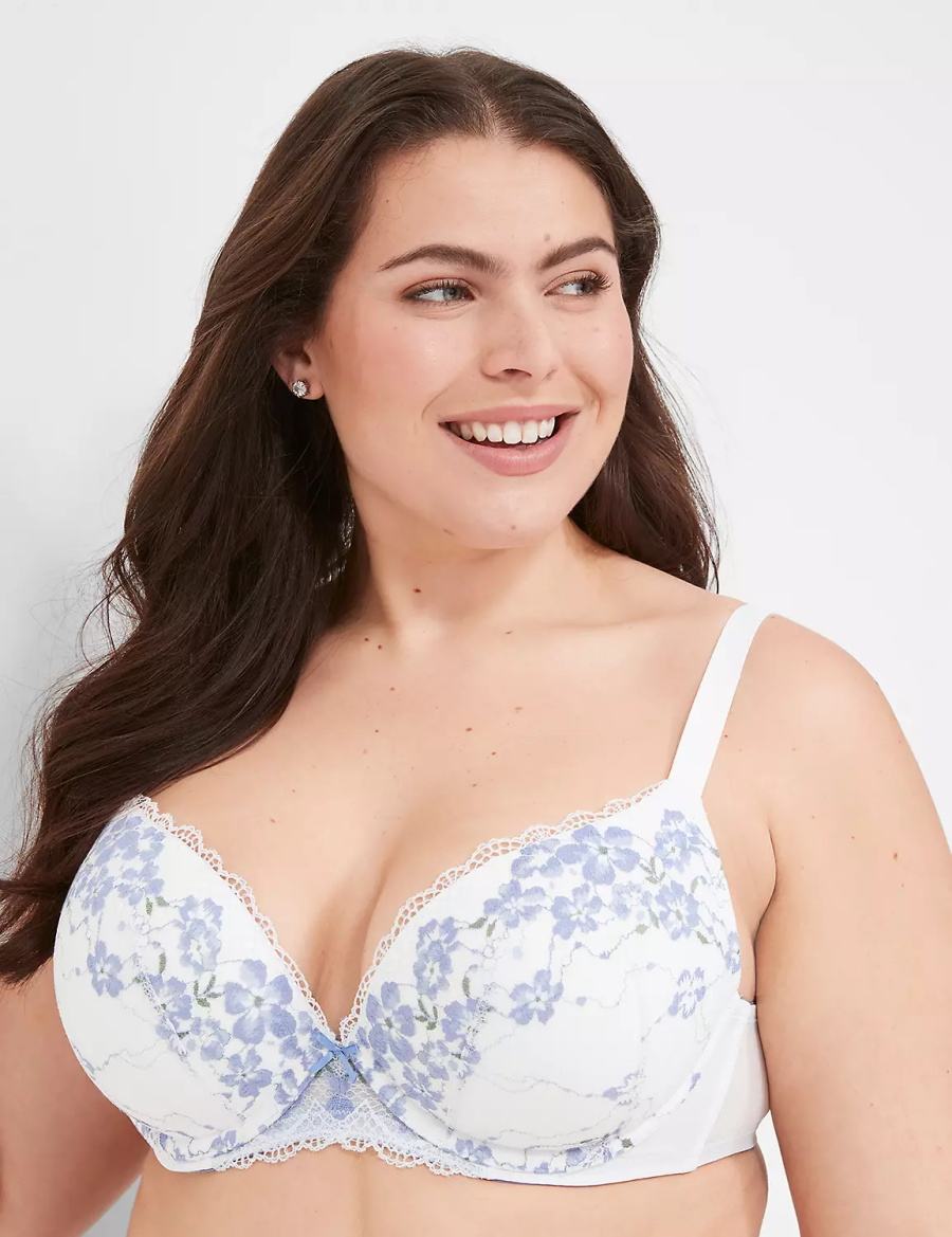 Lane Bryant Boost Plunge With Lace Women Bralettes White | SPN591IF