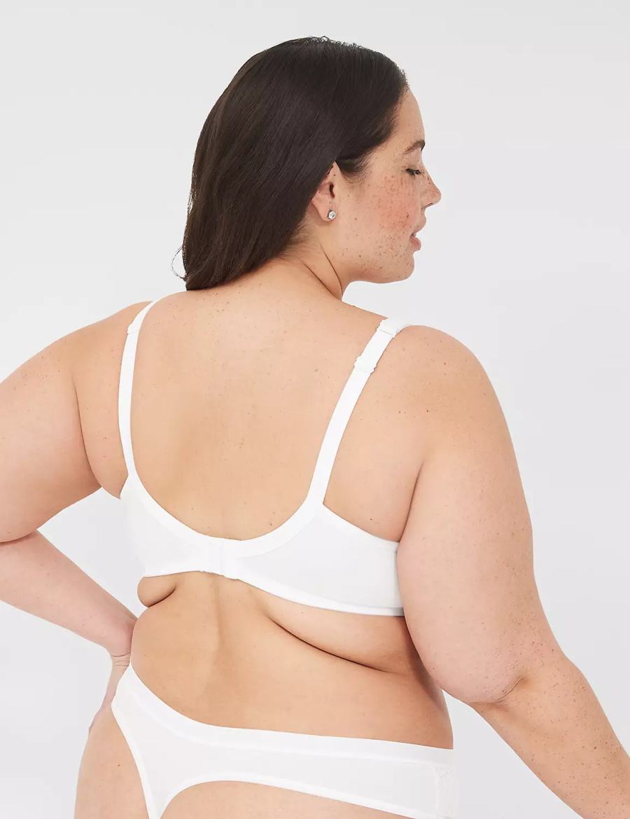 Lane Bryant Boost Plunge With Lace Women Bralettes White | JHY201AN