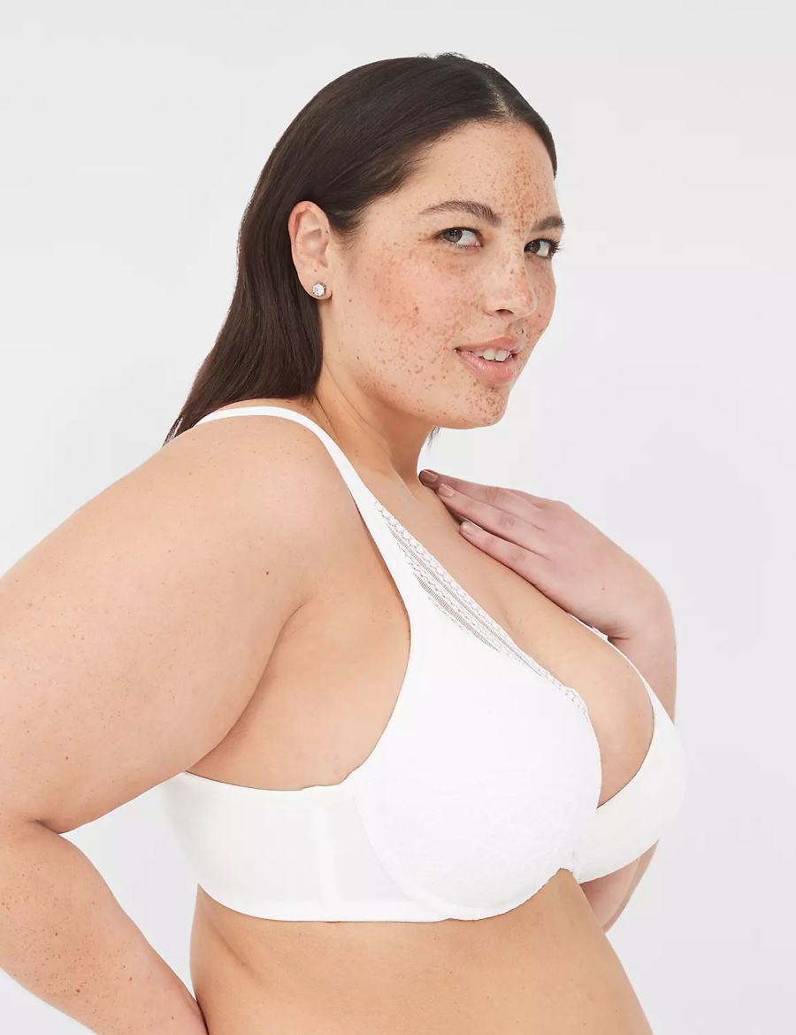 Lane Bryant Boost Plunge With Lace Women Bralettes White | JHY201AN