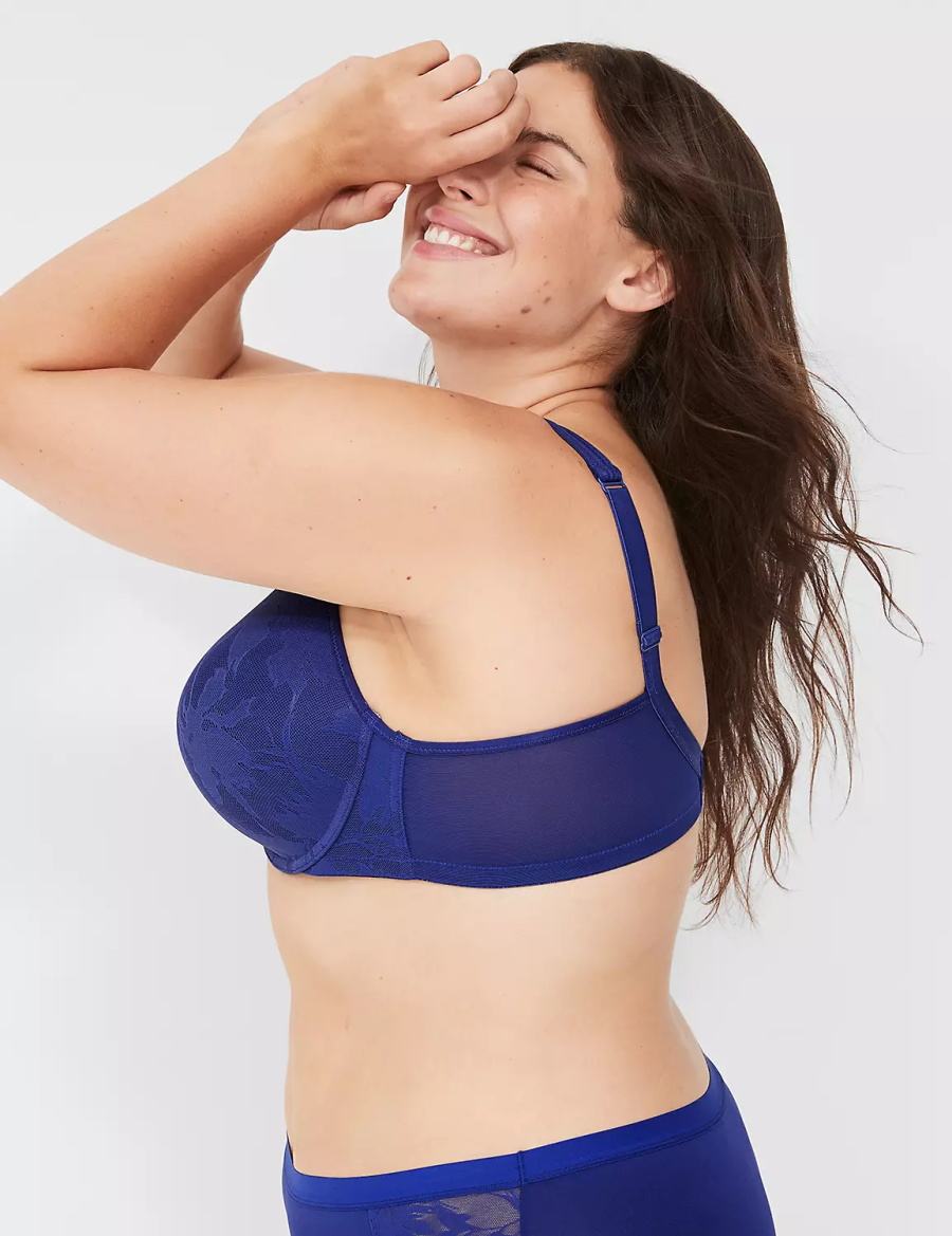 Lane Bryant Boost Plunge With Lace Women Bralettes Blue | VUF9137YO