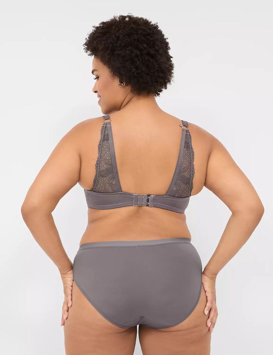 Lane Bryant Boost Plunge With Lace Women Bralettes Dark Grey | SZC5071QO