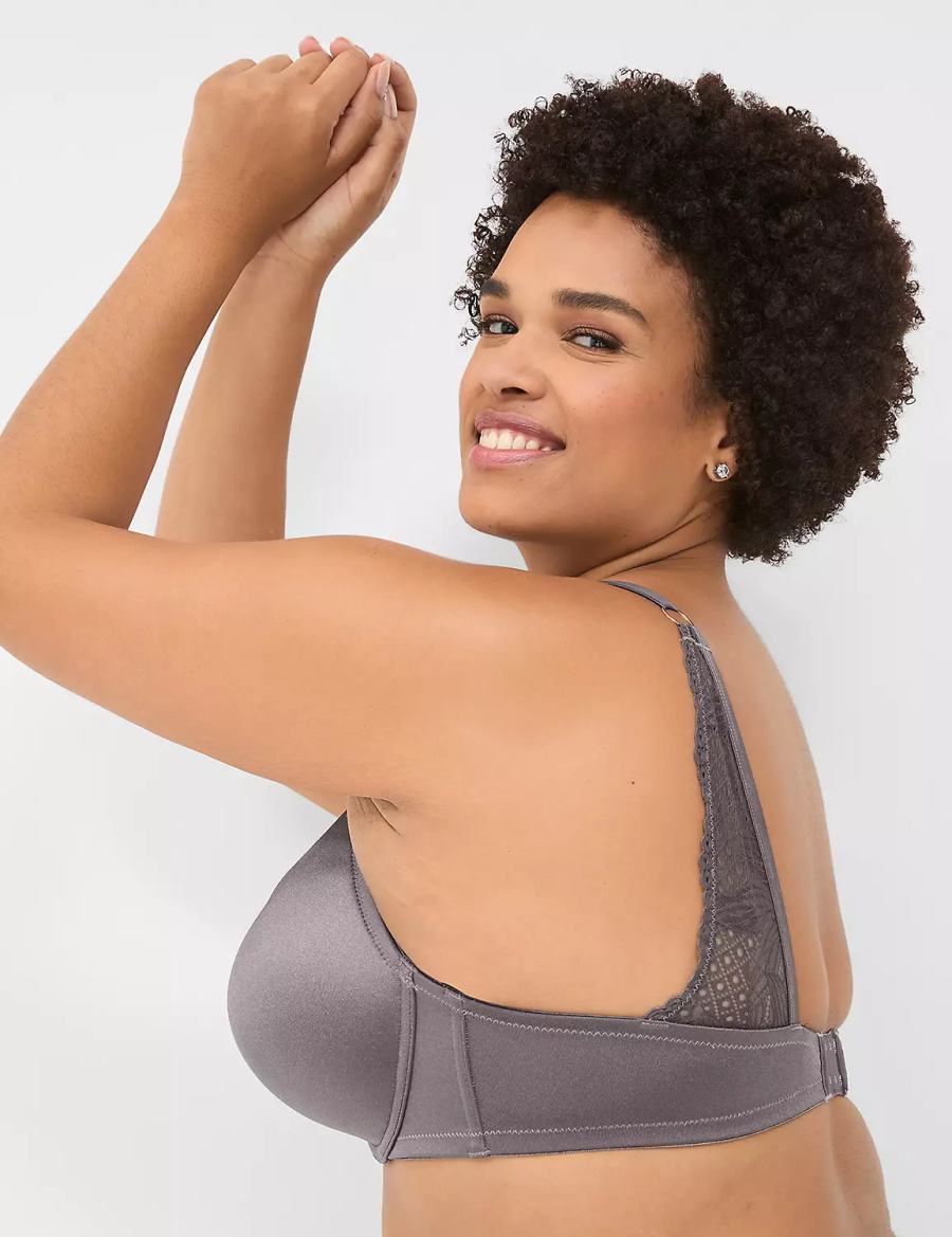 Lane Bryant Boost Plunge With Lace Women Bralettes Dark Grey | SZC5071QO