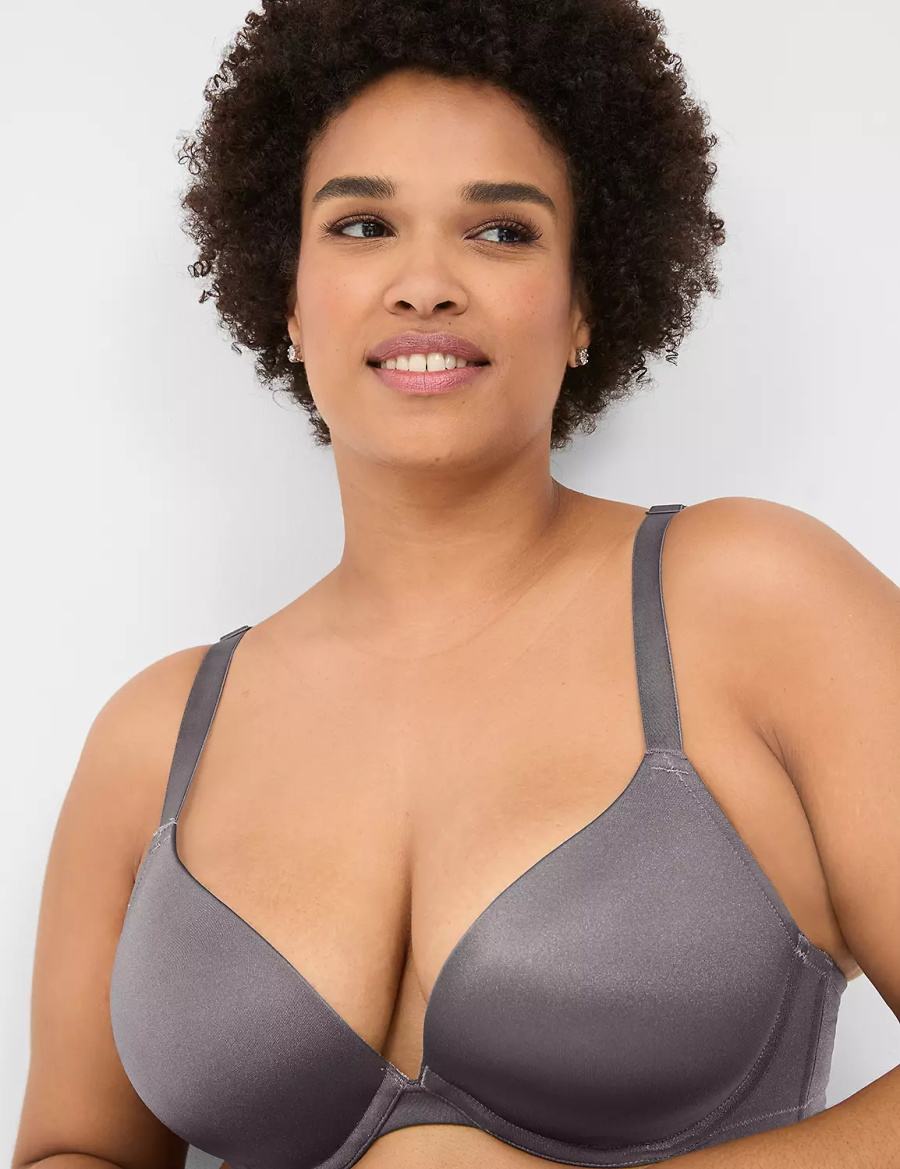 Lane Bryant Boost Plunge With Lace Women Bralettes Dark Grey | SZC5071QO