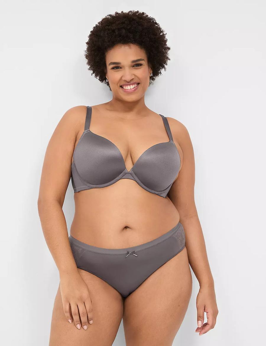 Lane Bryant Boost Plunge With Lace Women Bralettes Dark Grey | SZC5071QO