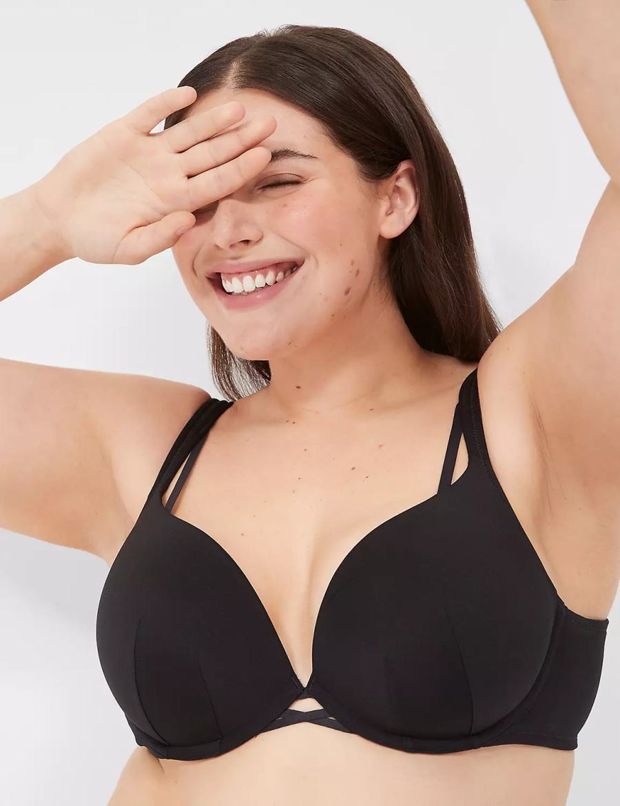 Lane Bryant Boost Plunge Women Bralettes Black | WFL1728HM