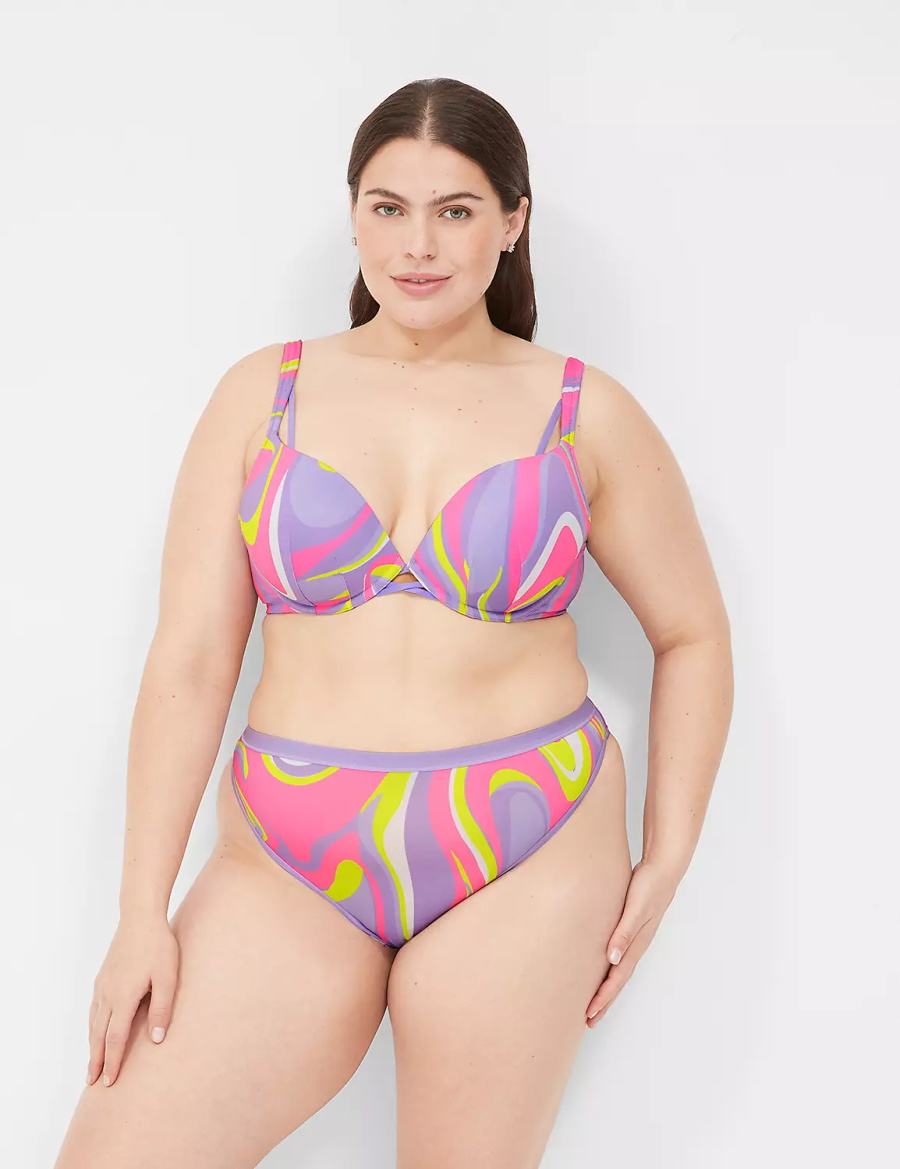 Lane Bryant Boost Plunge Women Bralettes Purple Multicolor | ZIH6510HS