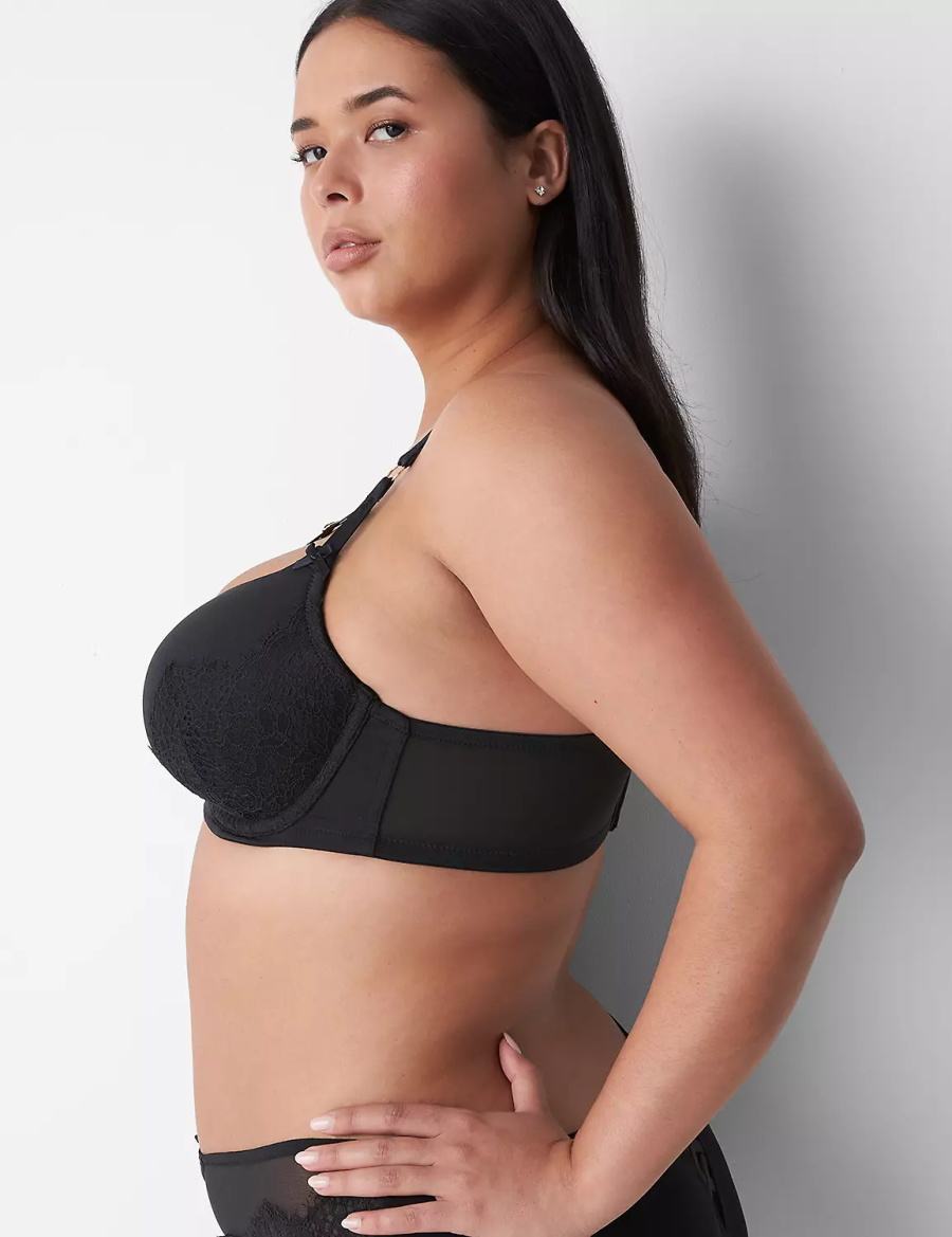 Lane Bryant Boost Women Balconette Bra Black | KOD7235ZX