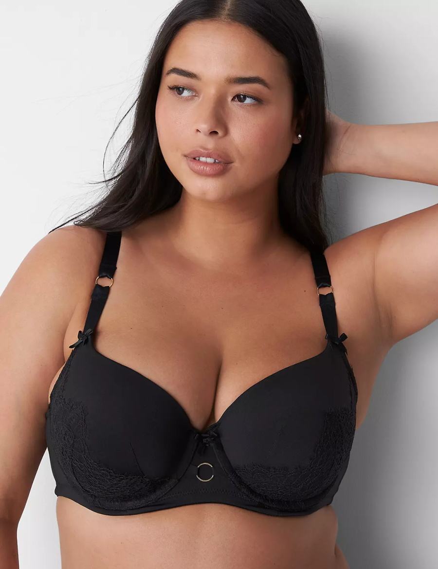 Lane Bryant Boost Women Balconette Bra Black | KOD7235ZX