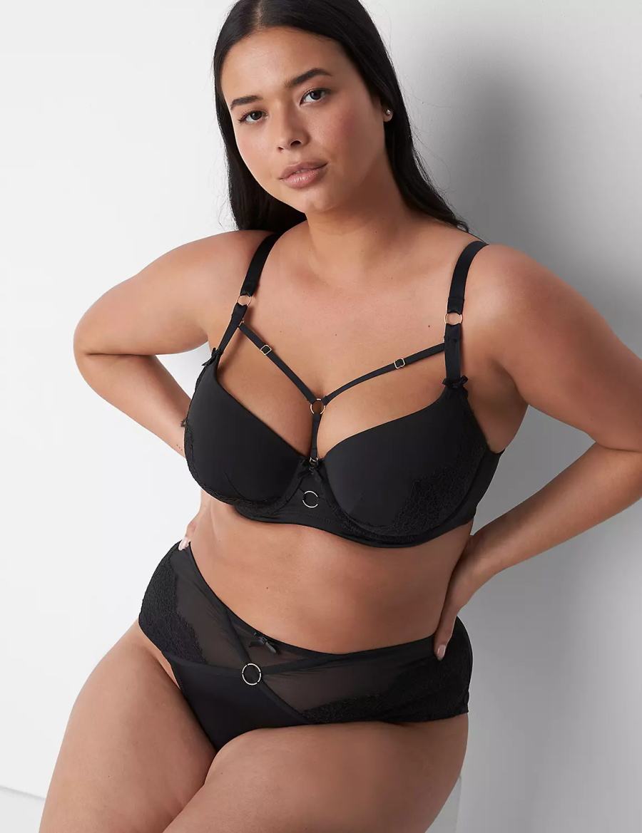 Lane Bryant Boost Women Balconette Bra Black | KOD7235ZX