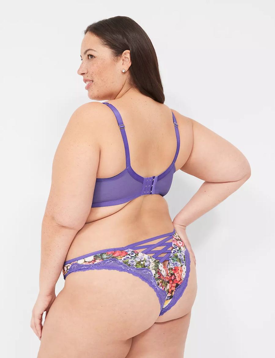 Lane Bryant Boost Women Balconette Bra Purple Multicolor | BWD622DF