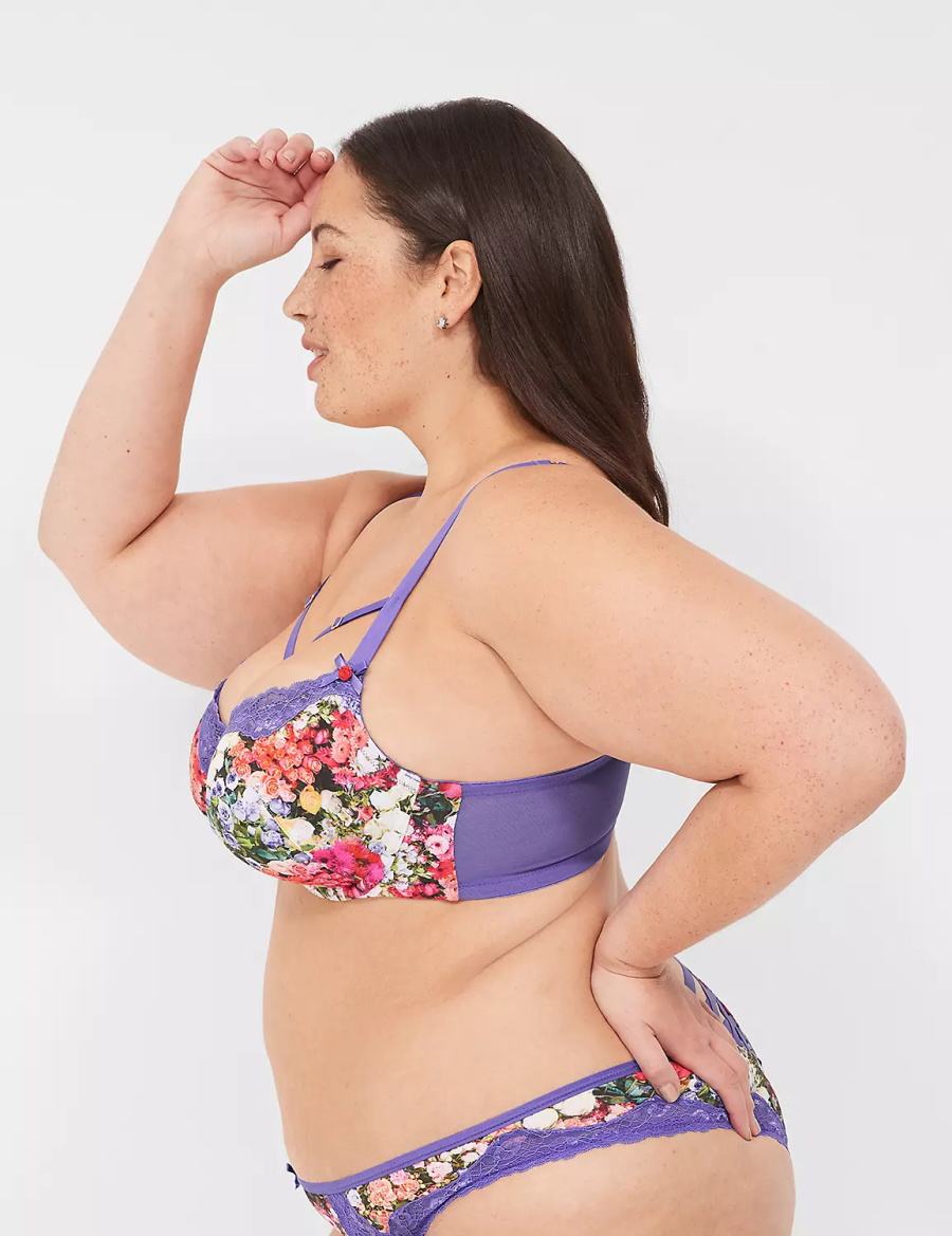 Lane Bryant Boost Women Balconette Bra Purple Multicolor | BWD622DF