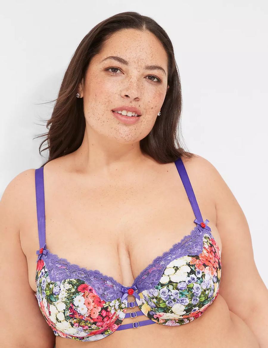 Lane Bryant Boost Women Balconette Bra Purple Multicolor | BWD622DF