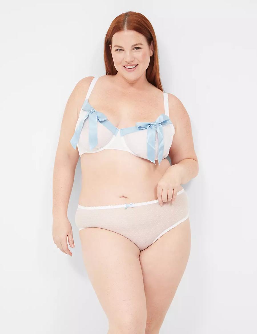 Lane Bryant Bow-Back Sheer Women Briefs White | PRA1870JZ