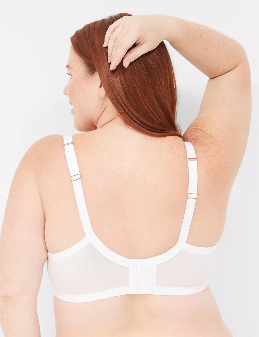 Lane Bryant Bow-Front Sheer Unlined Women Balconette Bra White | FAQ9438DD