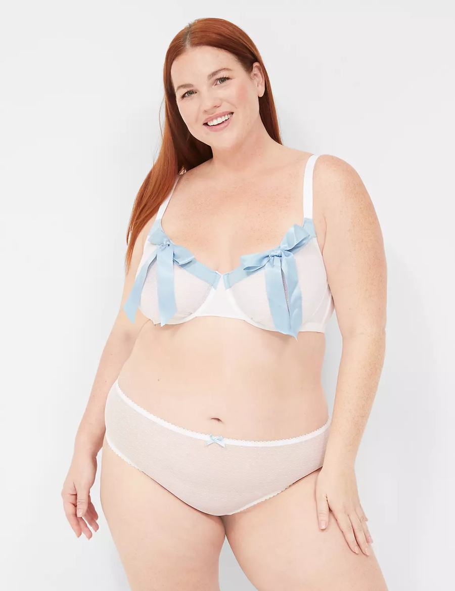 Lane Bryant Bow-Front Sheer Unlined Women Balconette Bra White | FAQ9438DD