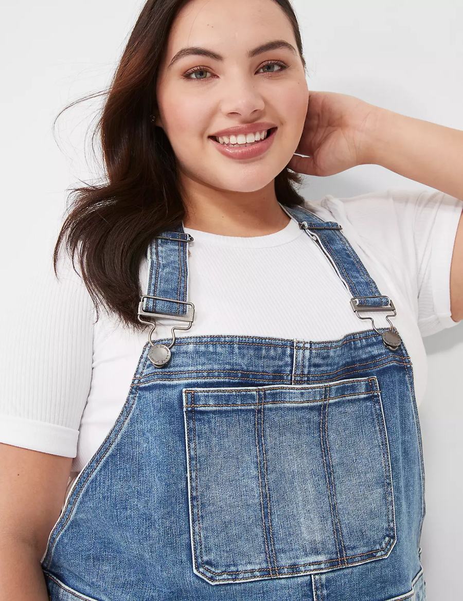 Lane Bryant Boyfriend Denim Women Overall Blue | QGF9641JD