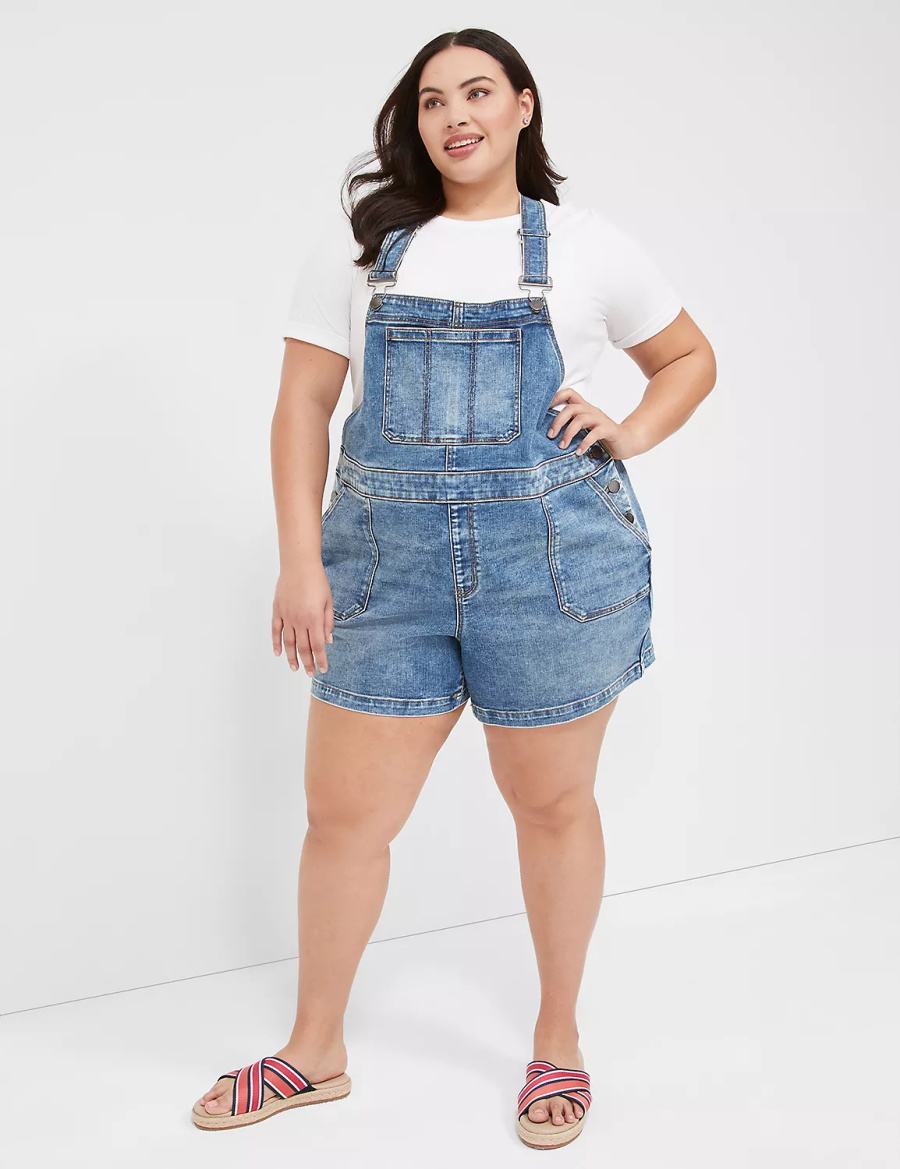 Lane Bryant Boyfriend Denim Women Overall Blue | QGF9641JD