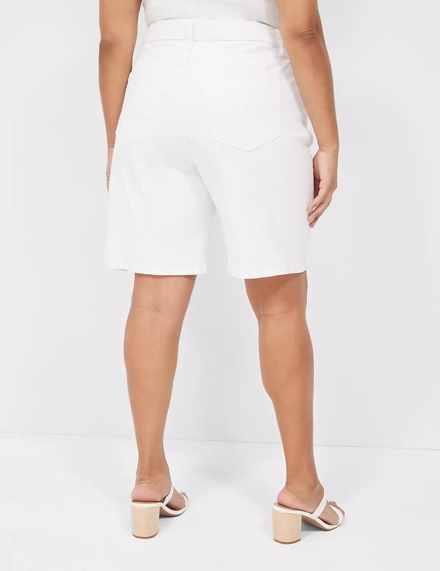 Lane Bryant Boyfriend Fit Bermuda Jean Women Shorts White | ZSY6952OT