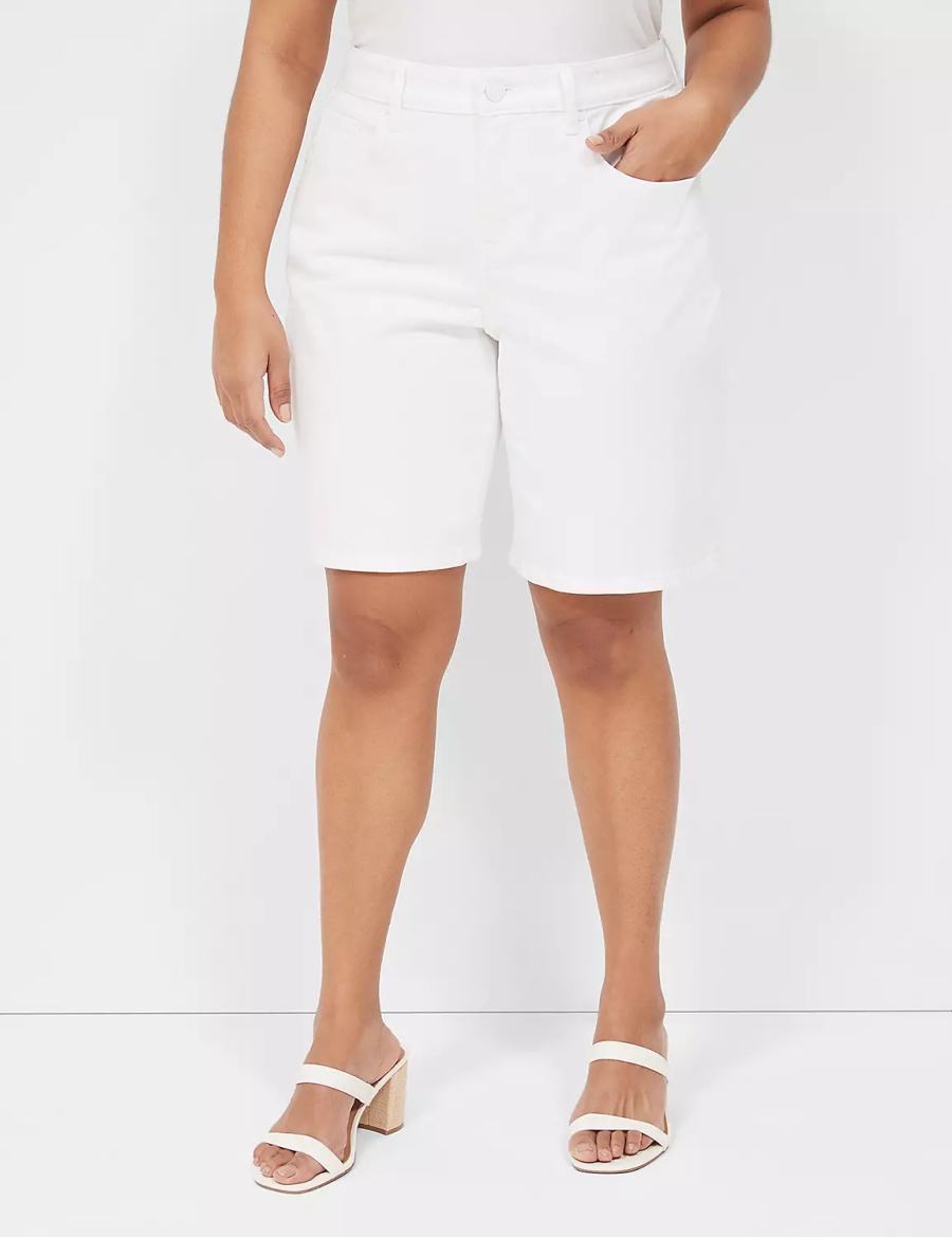 Lane Bryant Boyfriend Fit Bermuda Jean Women Shorts White | ZSY6952OT