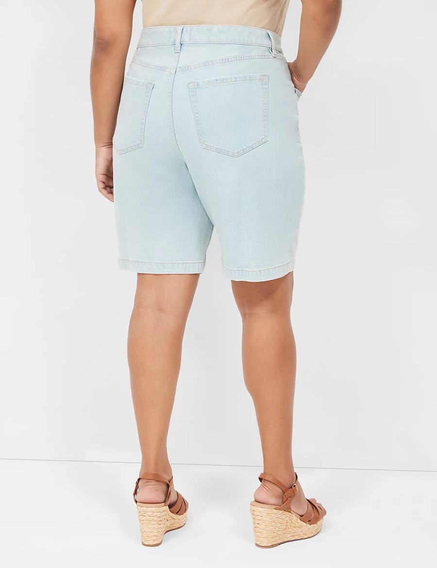 Lane Bryant Boyfriend Fit Bermuda Jean Women Shorts Light Blue | QPF537LS