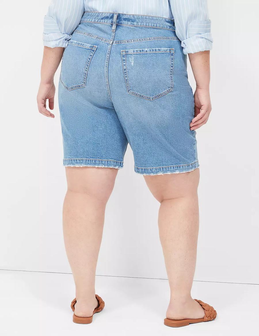 Lane Bryant Boyfriend Fit Bermuda Jean Women Shorts Blue | XYO192SN