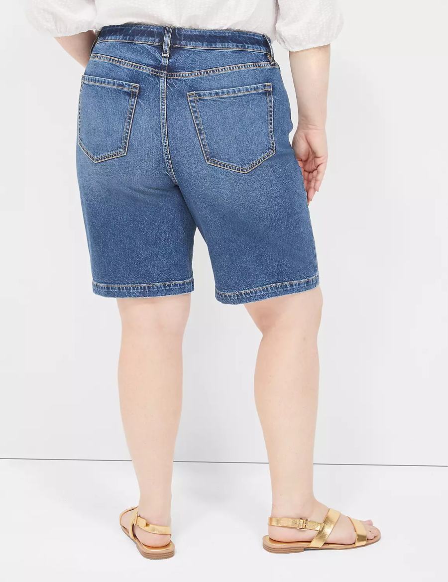 Lane Bryant Boyfriend Fit Bermuda Jean Women Shorts Blue | MUL144JS