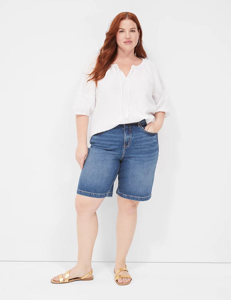 Lane Bryant Boyfriend Fit Bermuda Jean Women Shorts Blue | MUL144JS