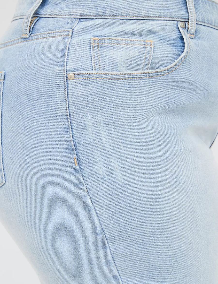 Lane Bryant Boyfriend Fit Capri With Embroidery Women Jeans Light Blue | ZGX7874ZQ