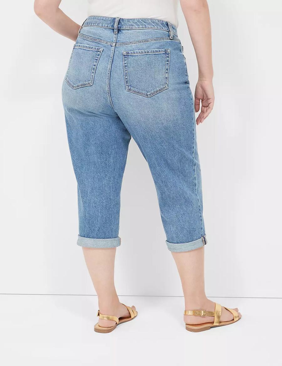 Lane Bryant Boyfriend Fit Capri Women Jeans Blue | SQU9285MO