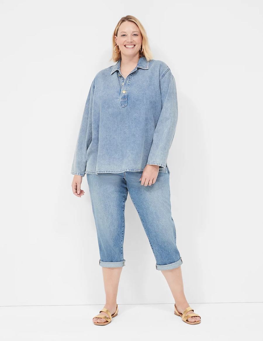 Lane Bryant Boyfriend Fit Capri Women Jeans Blue | SQU9285MO