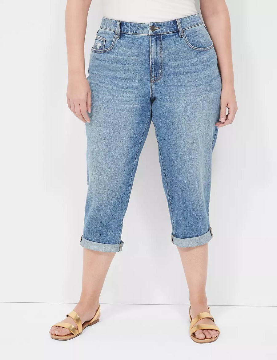 Lane Bryant Boyfriend Fit Capri Women Jeans Blue | SQU9285MO