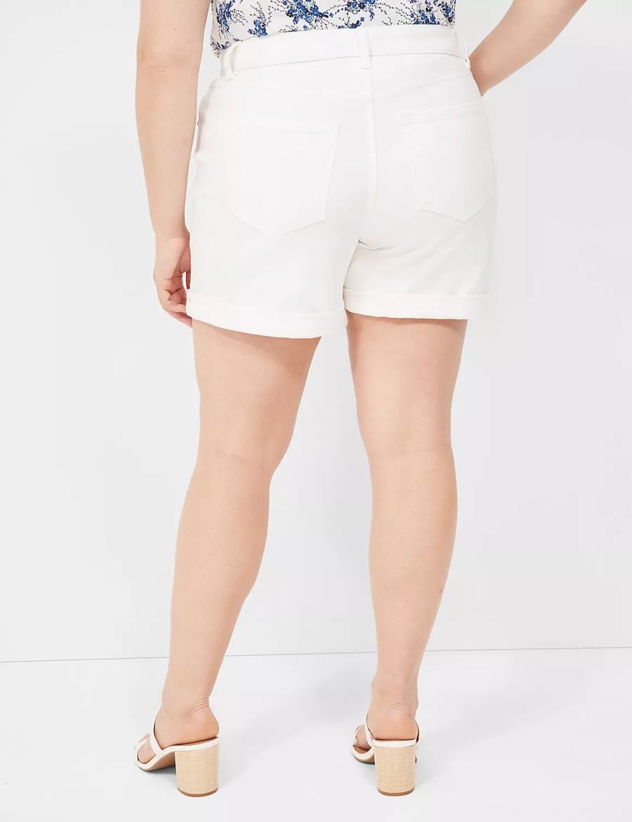 Lane Bryant Boyfriend Fit Midi Jean Women Shorts White | MTR3740BV