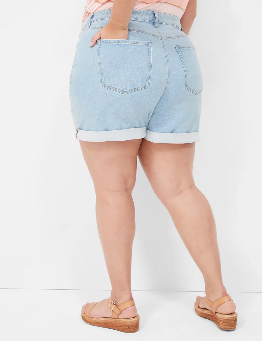 Lane Bryant Boyfriend Fit Midi Jean Women Shorts Light Blue | JXA5458OV