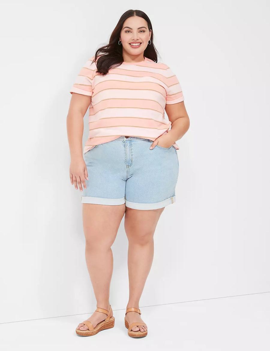 Lane Bryant Boyfriend Fit Midi Jean Women Shorts Light Blue | JXA5458OV