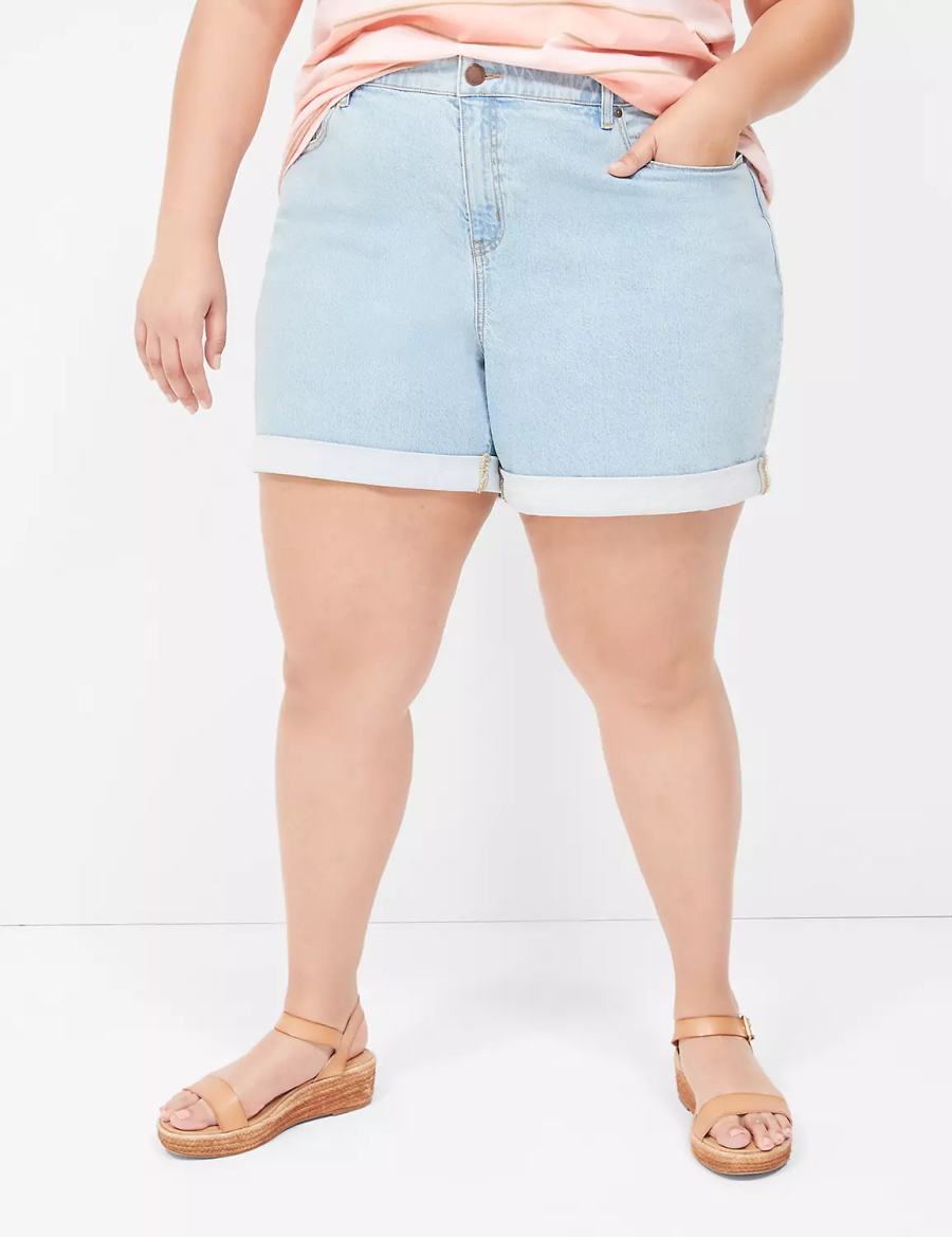 Lane Bryant Boyfriend Fit Midi Jean Women Shorts Light Blue | JXA5458OV