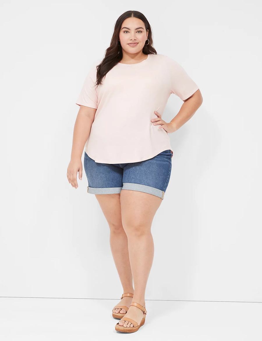 Lane Bryant Boyfriend Fit Midi Jean Women Shorts Dark Blue | DUS10084LJ