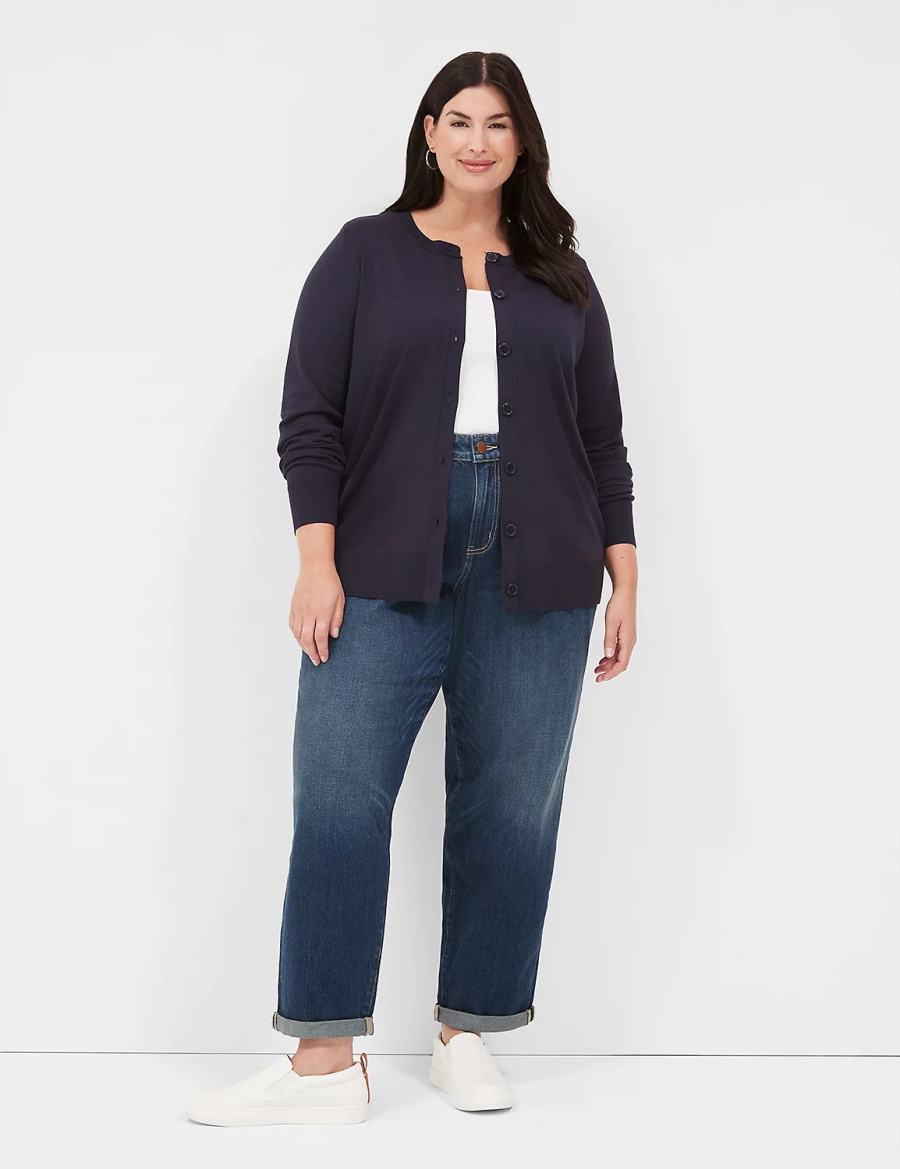 Lane Bryant Boyfriend Fit Women Jeans Dark Blue | XWU735KZ