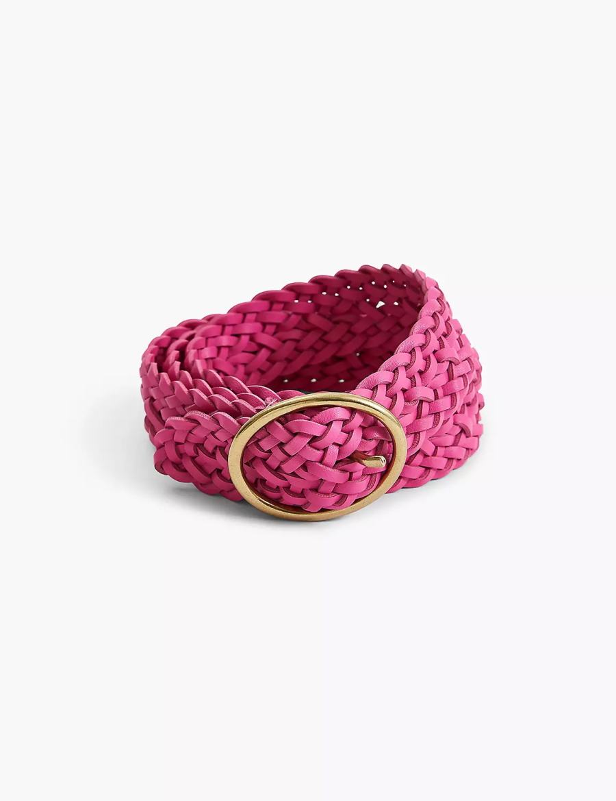 Lane Bryant Braided Faux-Leather Oval Women Belts Fuchsia | PFI7357KK