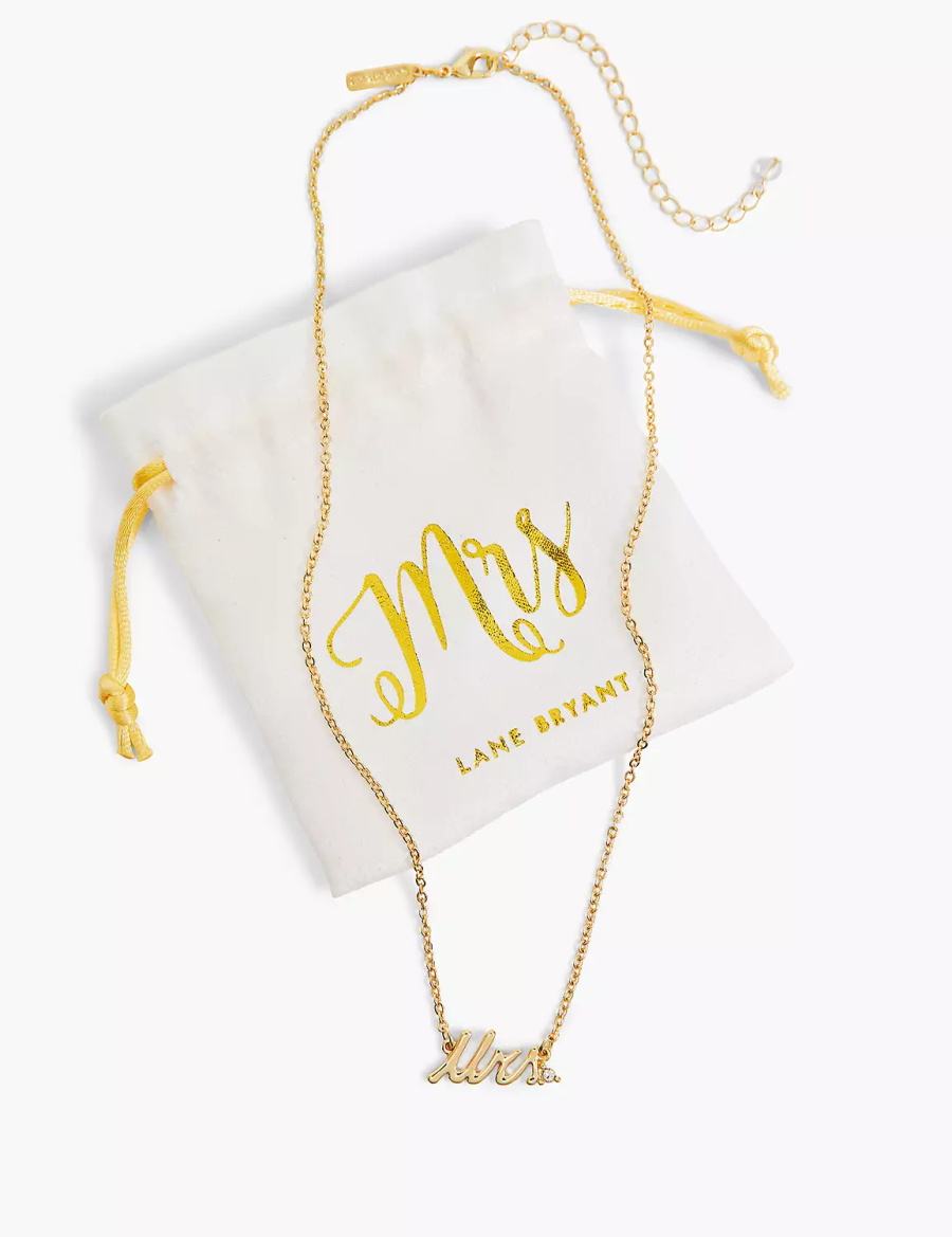 Lane Bryant Bride Mrs & Pouch Women Necklace Gold | OZE6446TD