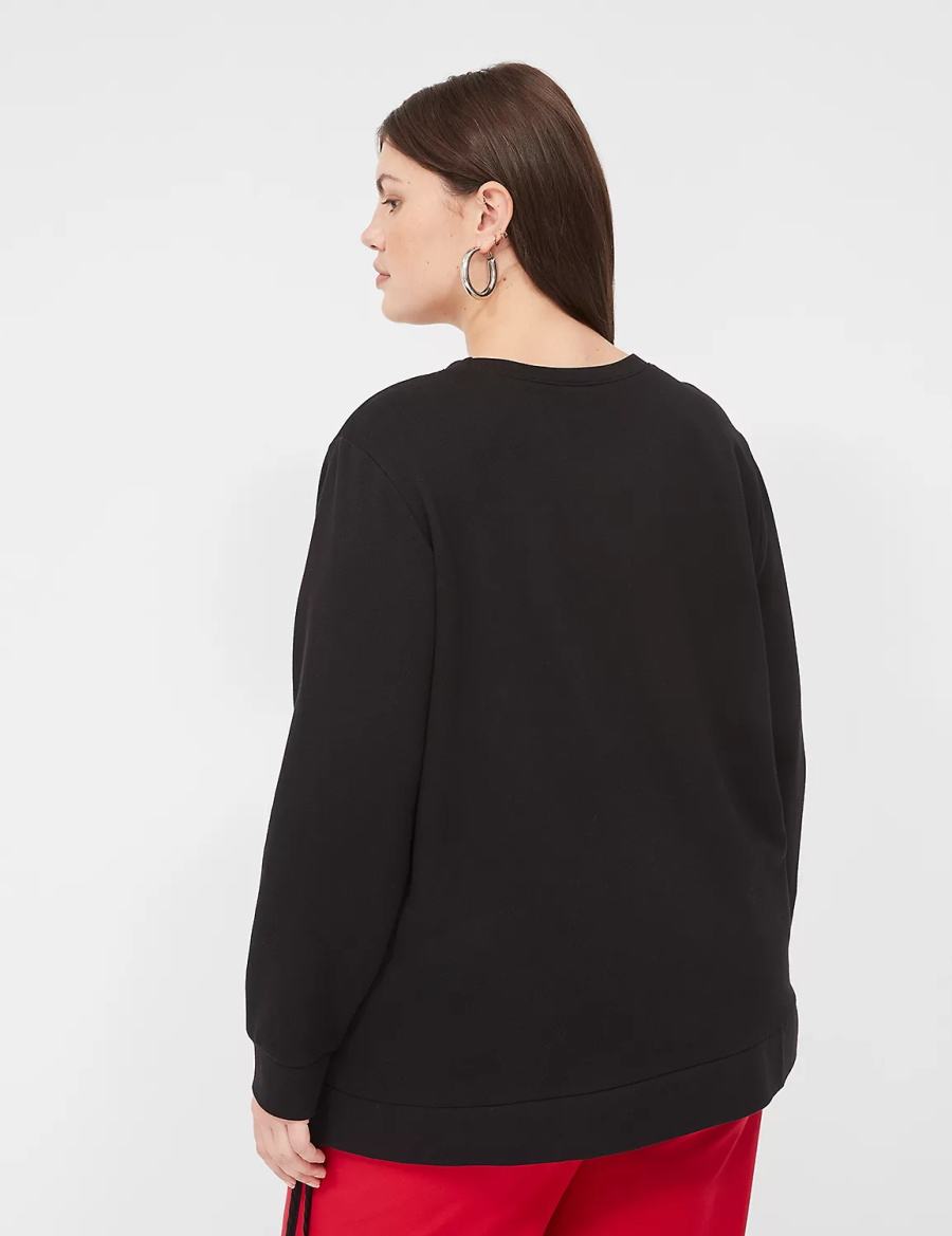 Lane Bryant Bright Embroidered Graphic Women Sweatshirts Black | FII4663EP