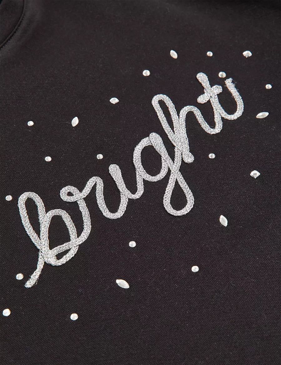 Lane Bryant Bright Embroidered Graphic Women Sweatshirts Black | FII4663EP