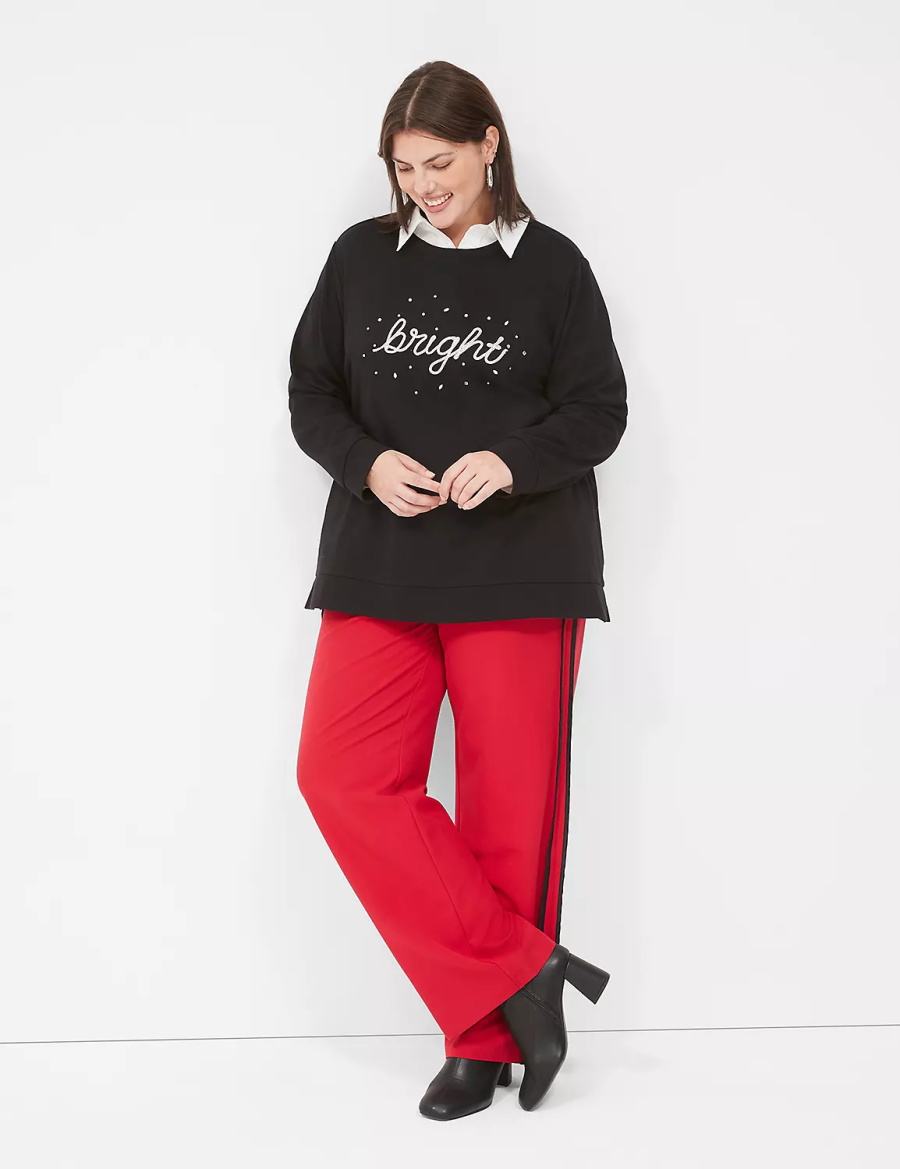 Lane Bryant Bright Embroidered Graphic Women Sweatshirts Black | FII4663EP