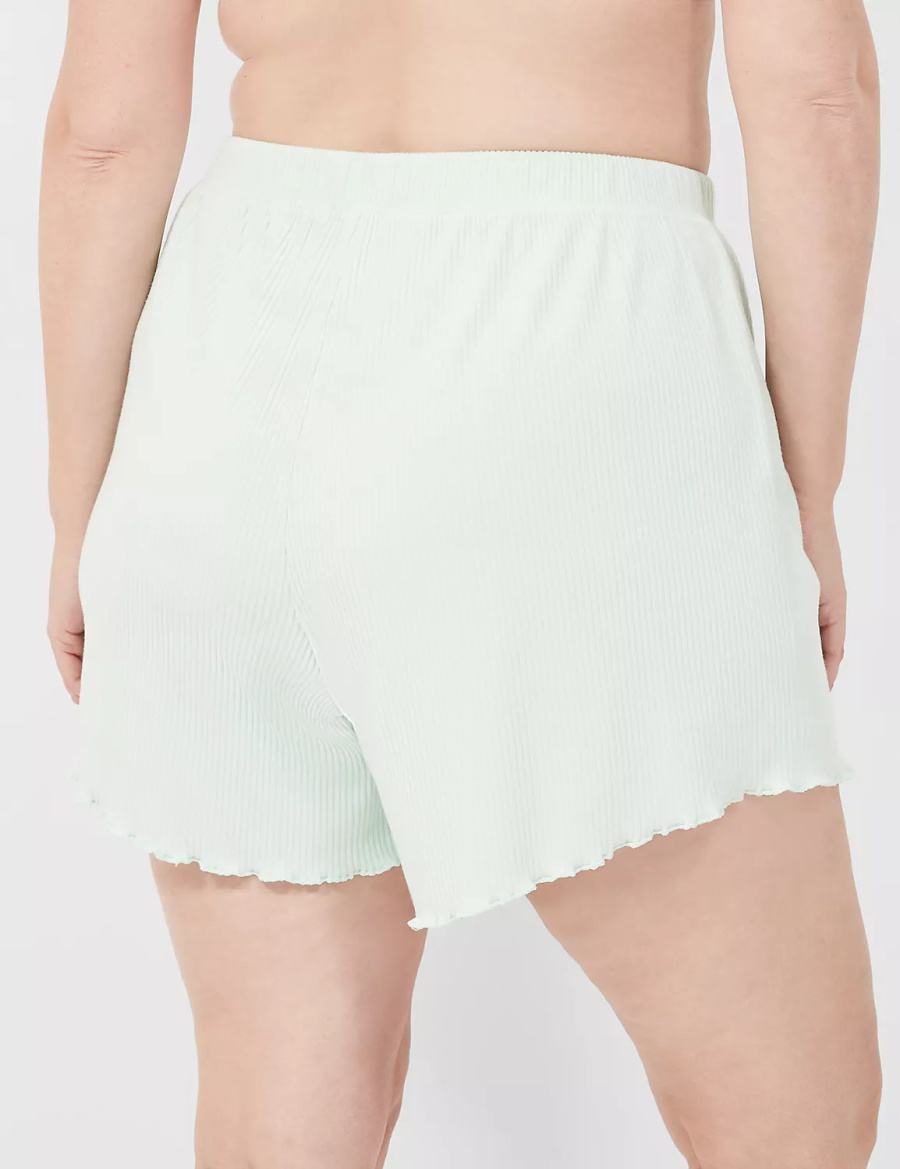 Lane Bryant Brushed Rib Lettuce-Hem Sleep Women Shorts Light Green | QDL5833AK