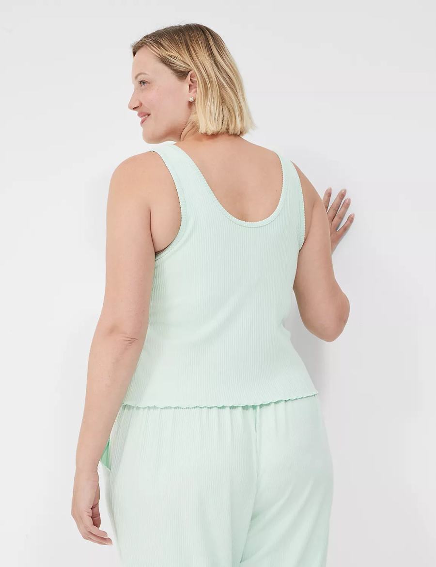 Lane Bryant Brushed Rib Lettuce-Hem Women Tanks Light Green | NYF4960HA