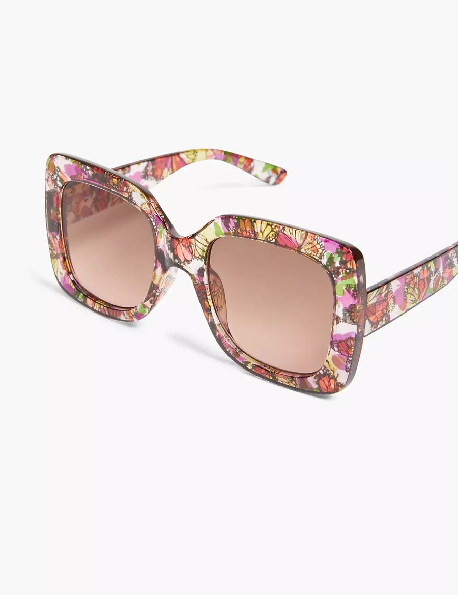 Lane Bryant Butterfly Print Oversized Square Women Sunglasses Multicolor | TXQ7126VY