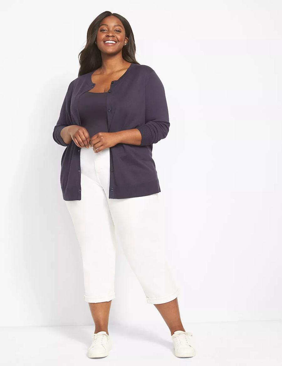 Lane Bryant Button-Front Women Cardigan Blue | DVS1637OD