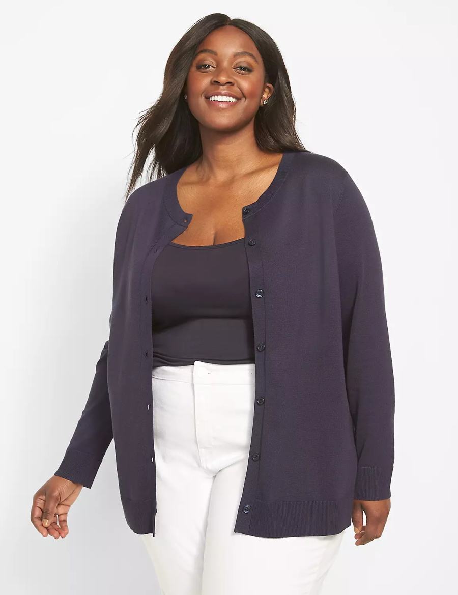 Lane Bryant Button-Front Women Cardigan Blue | DVS1637OD