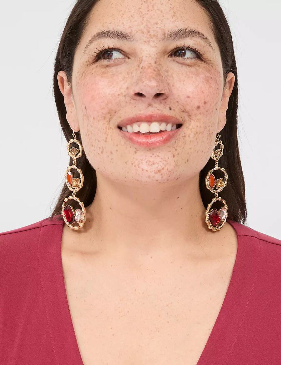 Lane Bryant Cabernet Imitation Stone Drop Women Earrings Gold | FOS177EZ