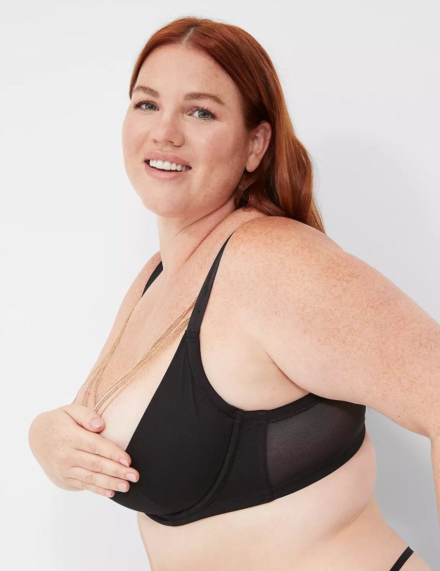 Lane Bryant Chain Quarter Cup Women Bralettes Black | CNB551HI