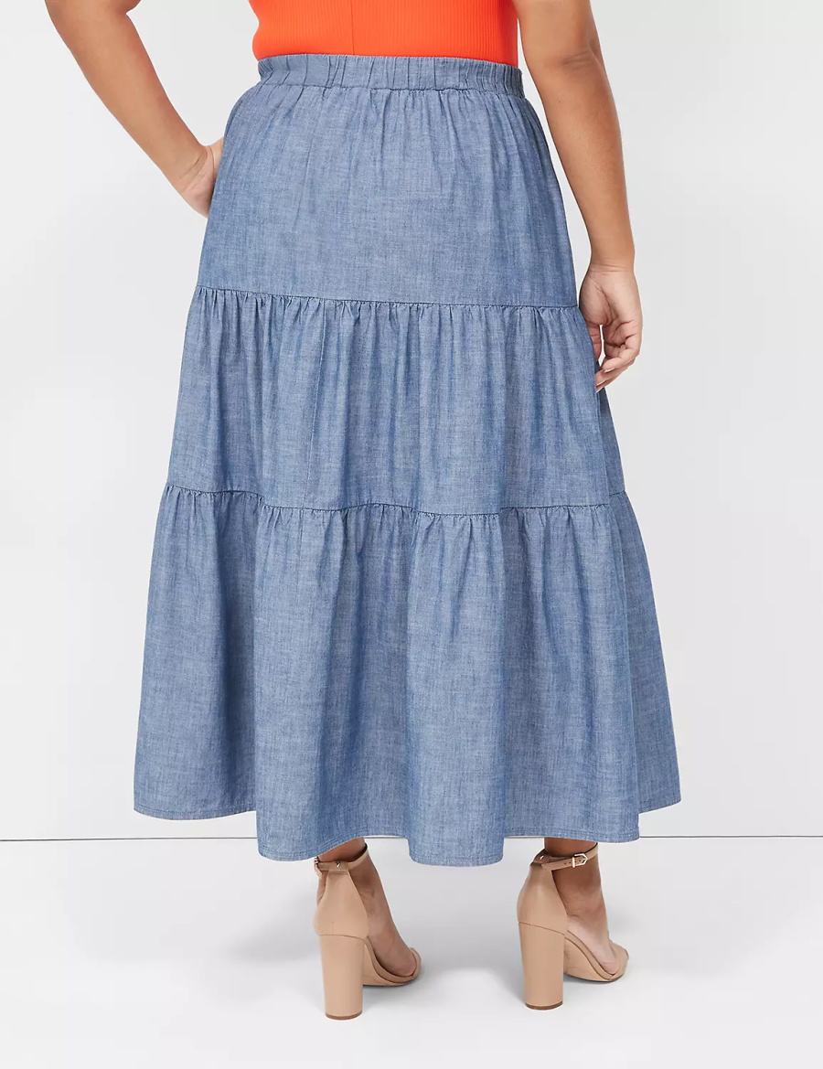 Lane Bryant Chambray Maxi Women Skirts Blue | LWA3068GS